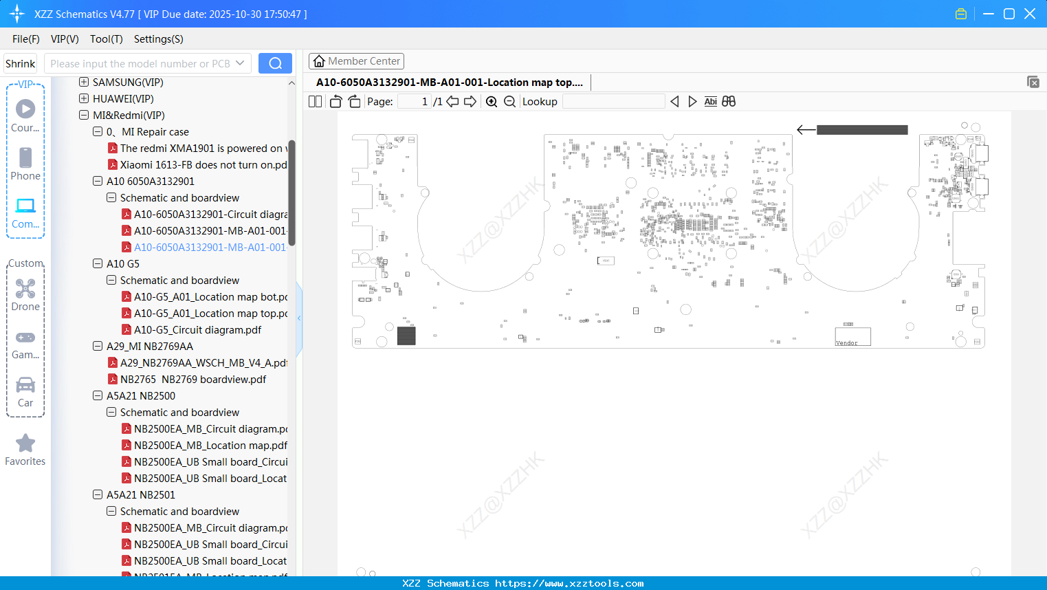 Laptop Xiaomi A10-6050A3132901-MB-A01-001-Location Map Top